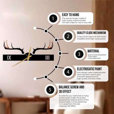 Antler Farmhouse Wall Clock