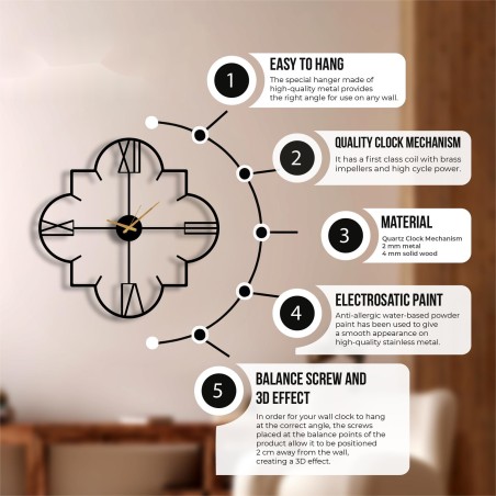 Metal wall clock with numbers